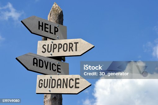 istock Help, support, advice, guidance signpost 519749080