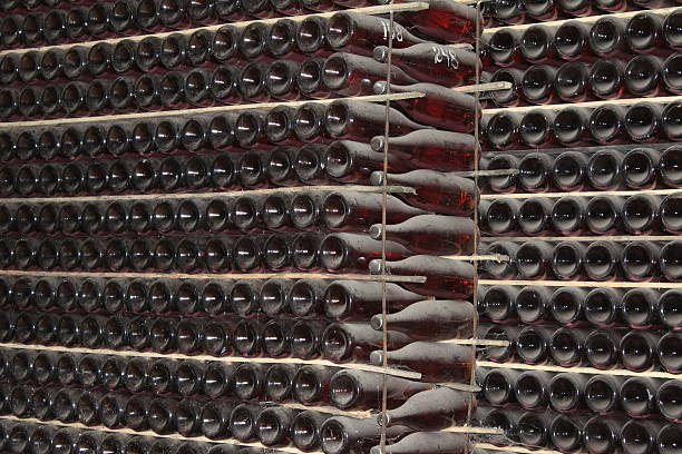 istock stacked up wine bottles in the cellar 519749217