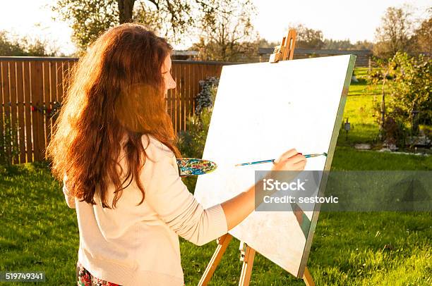Artist Painting In The Sun Stock Photo - Download Image Now - Art, Nature, Painting - Activity