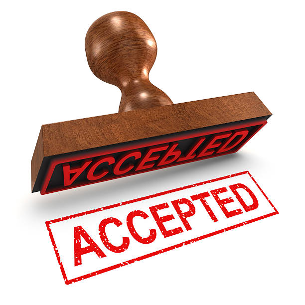 3d Accepted rubber stamp 3d render of a rubber stamp marking the word Accepted received stamp stock pictures, royalty-free photos & images