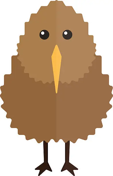 Vector illustration of North island brown kiwi bird cartoon flat vector illustration