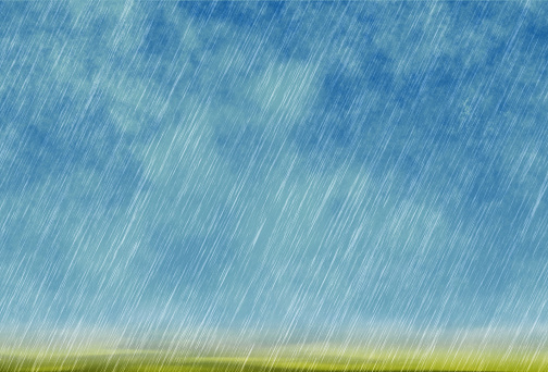 rain storm background in cloudy weather with green grass. All layers - my render, no photo