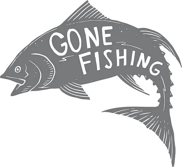 Vector illustration of gone fishing tuna