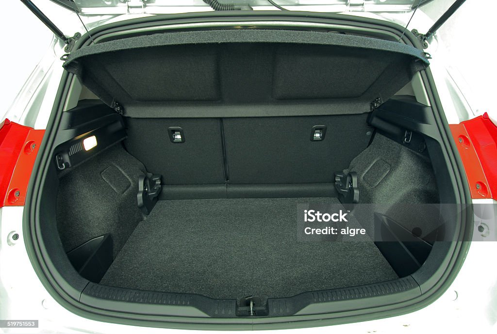 empty car trunk Empty trunk of the small car Car Trunk Stock Photo