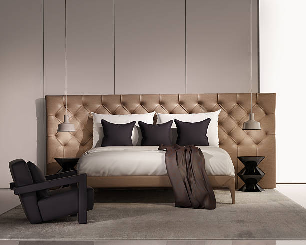 istock Contemporary elegant luxury bedroom with leather bed 519751925