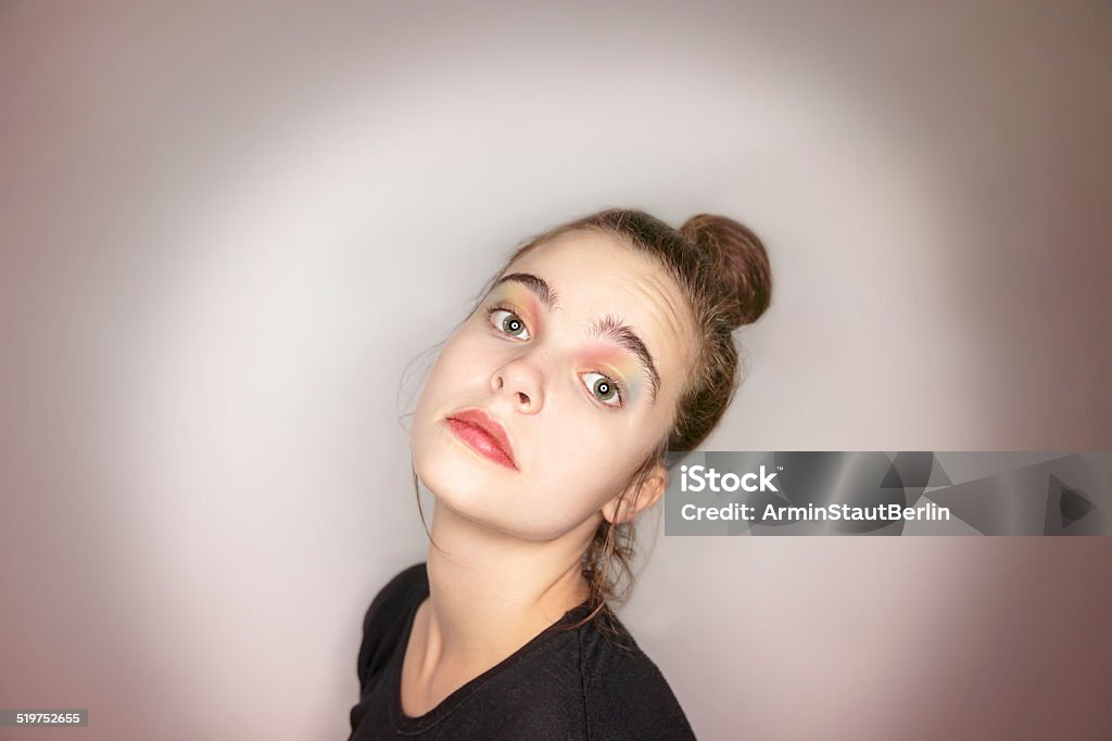 portrait of a beautiful woman with rainbow make-up Headshot Stock Photo