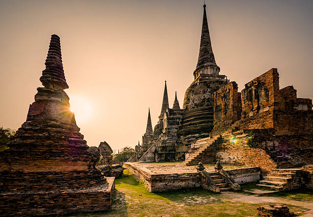 Wat Phra Si Sanphet Ayutthaya Thailand Wat Phra Si Sanphet is part of the Ayutthaya Historical Park. It was the holiest temple of the city until it was destroyed by the Burmese armies in 1767 with the exception of the three Chedis that stand till today. ayuthaya photos stock pictures, royalty-free photos & images