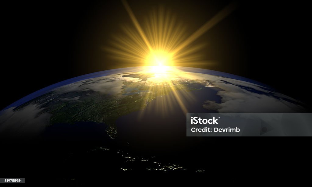 Planet Earth Planet Earth and Sun. Emergence Stock Photo