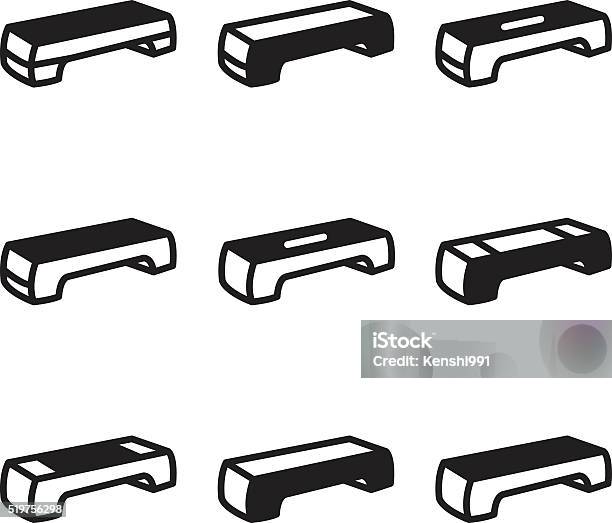 Aerobic Stepper Icon Vector Set Stock Illustration - Download Image Now - Active Lifestyle, Activity, Adult