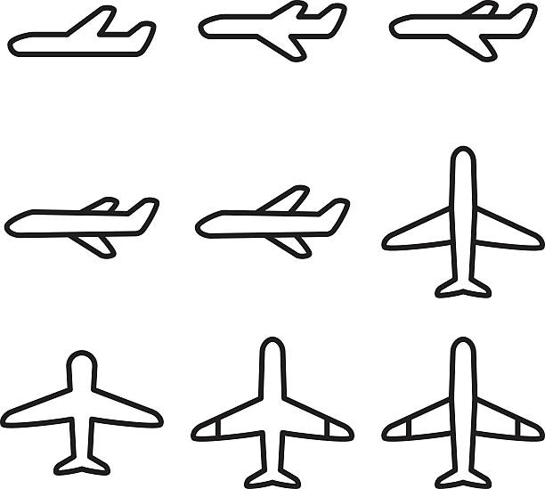 flugzeug und flughafen symbol-set. vektor-illustration. - airport newspaper travel business travel stock-grafiken, -clipart, -cartoons und -symbole