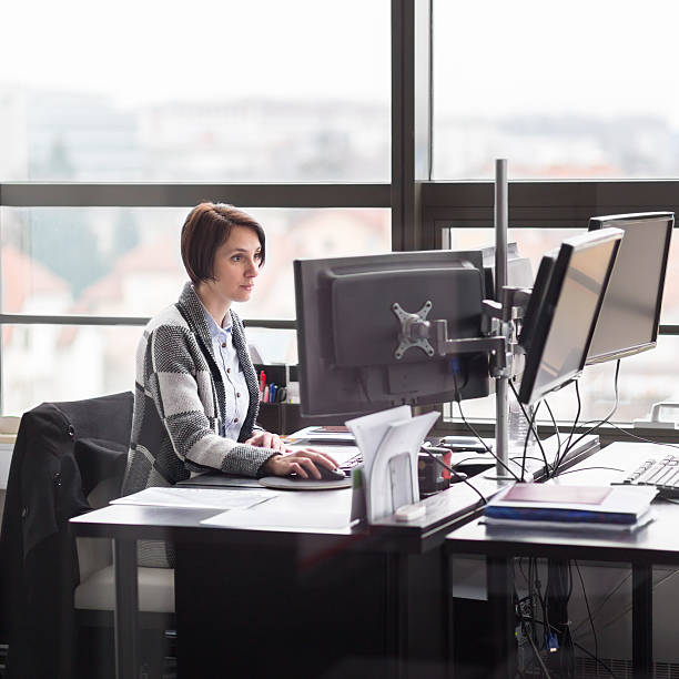 istock Business woman working in corporate office. 519760868