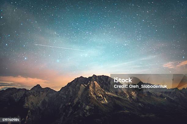 Starry Night Stock Photo - Download Image Now - Mountain, Sky, Landscape - Scenery