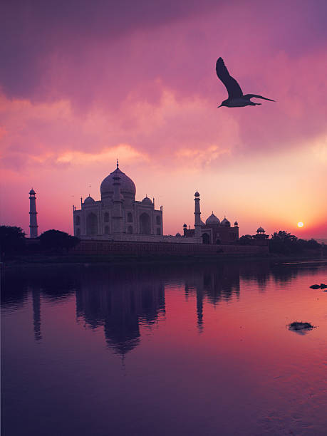 Famous Taj Mahal in Agra, India, in sunset light