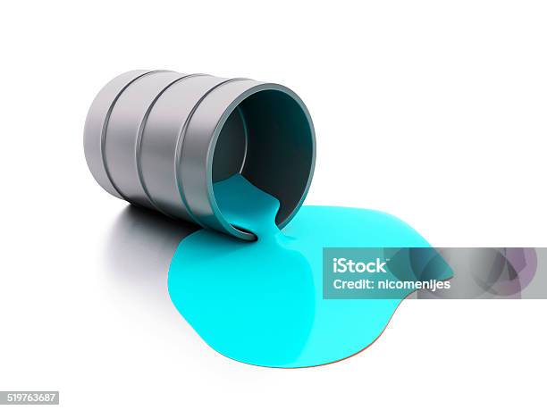 Can Spilled Blue Paint On White Stock Photo - Download Image Now