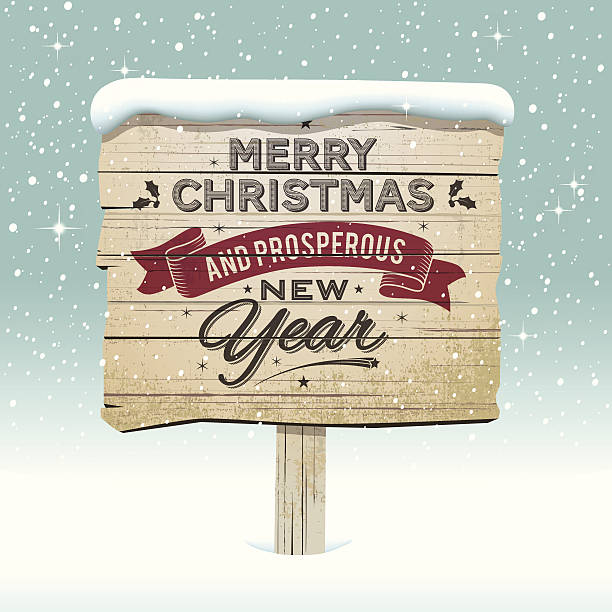 古いヴィンテージの木製の雪のクリスマスのサイン - christmas snow frame snowflake点のイラスト素材／クリップアート素材／マンガ素材／アイコン素材