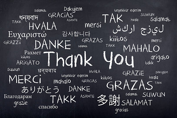 Thank You Word Cloud in Many Different Languages stock photo