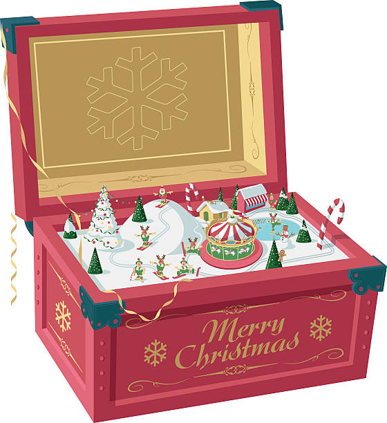 ilustrações, clipart, desenhos animados e ícones de carrilhão de natal - music box