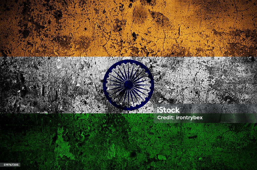 grunge flag of India with capital in New Delhi Backgrounds Stock Photo