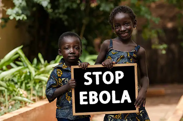 Photo of Stop Ebola Now ! Help Symbol: African Children Asking Assistance