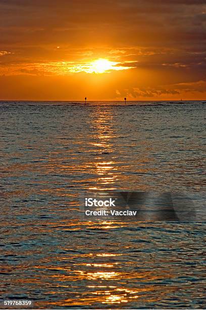 Beautiful Sunset Above The Ocean On Hawaii Stock Photo - Download Image Now - Activity, Backgrounds, Beauty In Nature