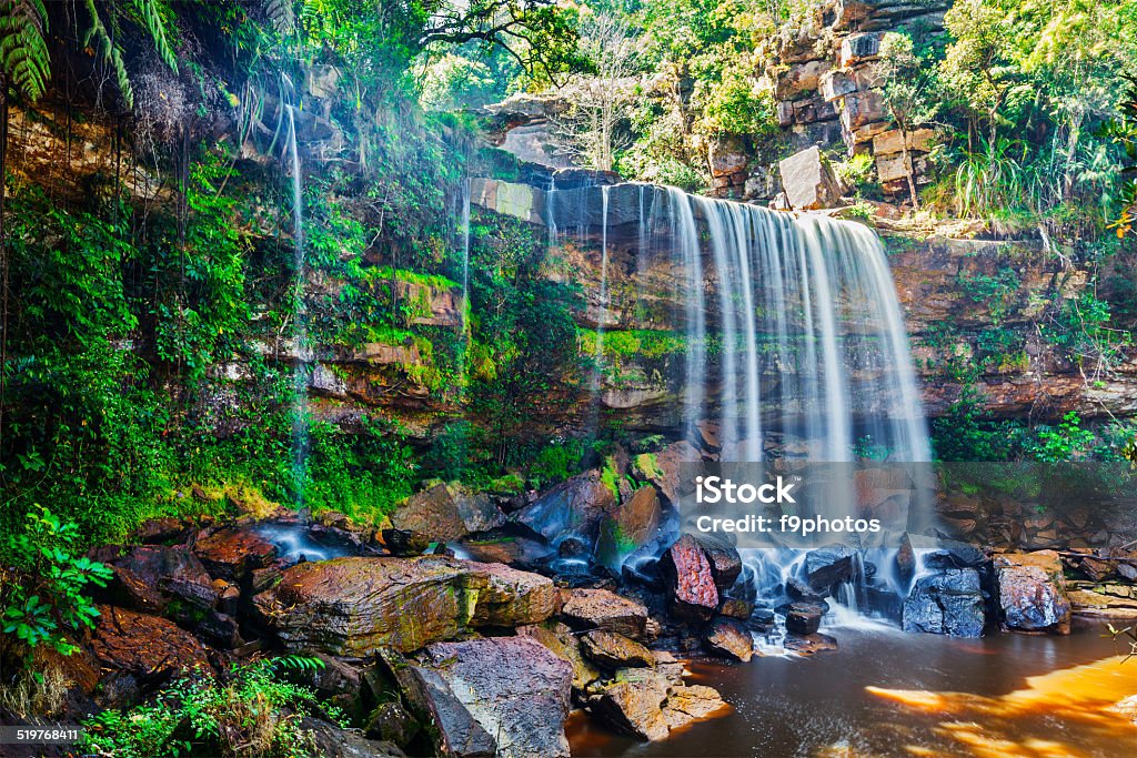 Tropical waterfall Tropical waterfall. Popokvil Waterfall, Bokor National Park, Cambodia Asia Stock Photo