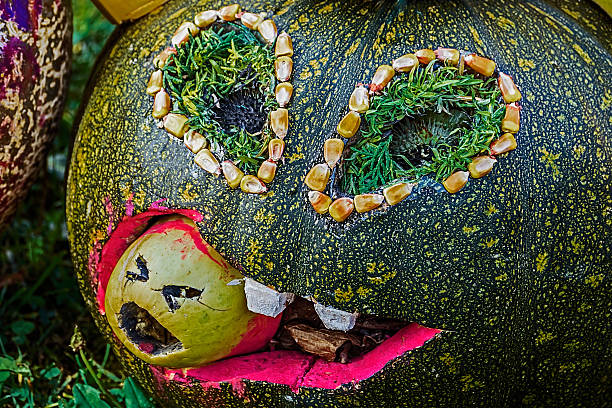 istock Halloween pumpkin painted by children 519769669