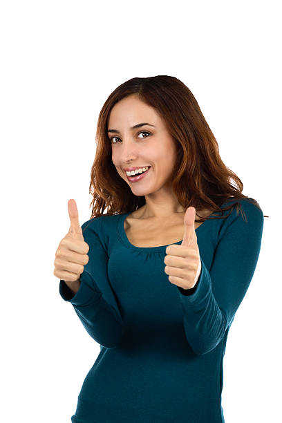 istock Happy young woman showing thumbs up 519770665