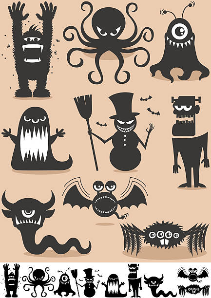kontur-monster - shock bizarre octopus horror stock-grafiken, -clipart, -cartoons und -symbole