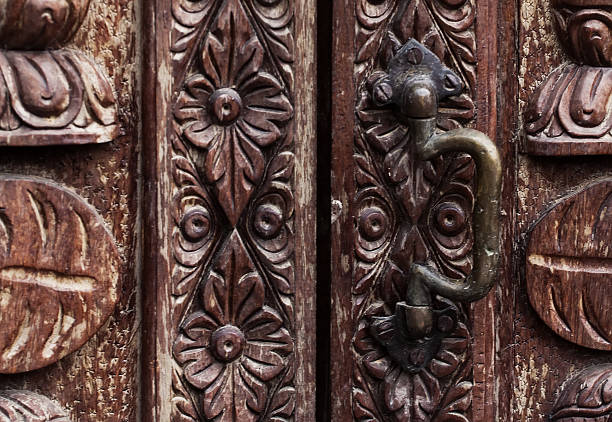 Ancient wooden door in Kathmandu, Nepal