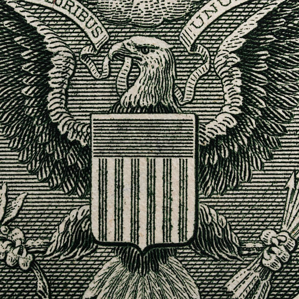 Money. Great press of the USA Great press of the USA. White-headed eagle. Note reverse one dollar dollar bill eagle stock pictures, royalty-free photos & images