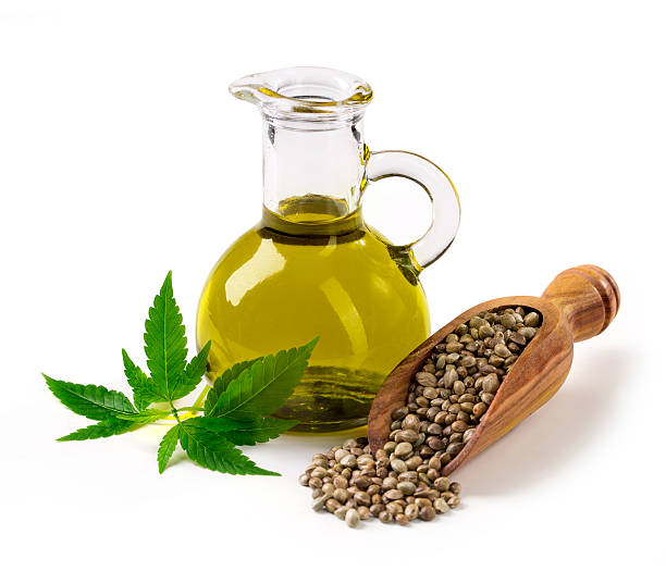 istock Hemp oil n a glass jar 519785438