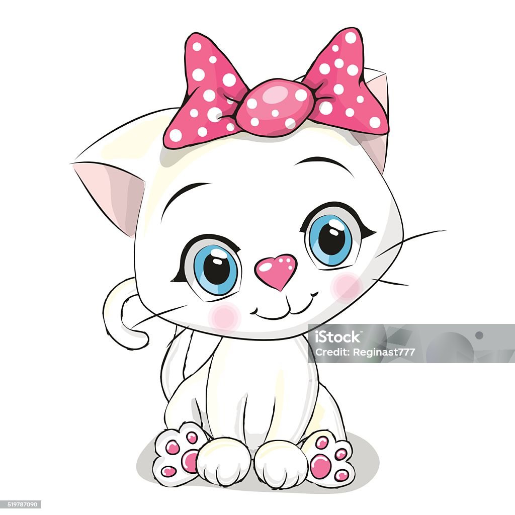 Dễ Thương Phim Hoạt Hình Mèo Con Trắng Hình minh họa Sẵn có - Tải ...