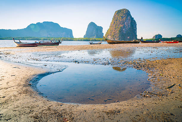 istock Beach and tropical sea with long-tail boat in thailand 519787208