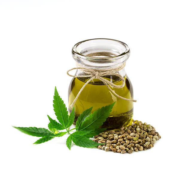 Hemp oil n a glass jar