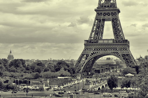 The Eiffel Tower across the River Seine in Paris, France.