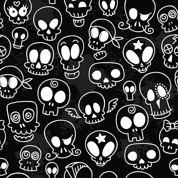 Cute Skulls Pattern Stock Illustration - Download Image Now - Child,  Halloween, Cute - iStock