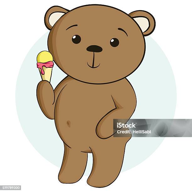 Niedlich Teddybär Mit Eis 3 Stock Vektor Art und mehr Bilder von