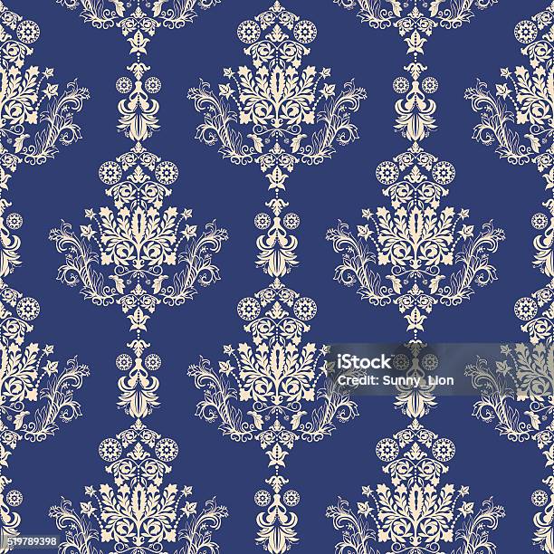 Damask Pattern Borderd Floral Border Ornament Damask Seamless Pattern Stock Illustration ...