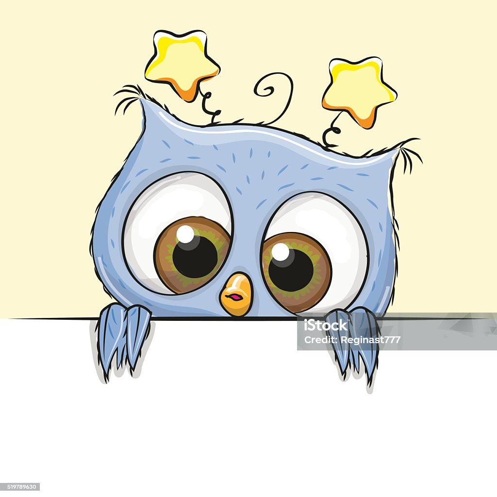 Greeting card cute Owl boy Greeting card cute Cartoon Blue Owl Boy Animal stock vector