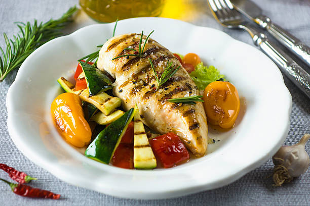 istock Grilled chicken breast with  vegetables 519790088