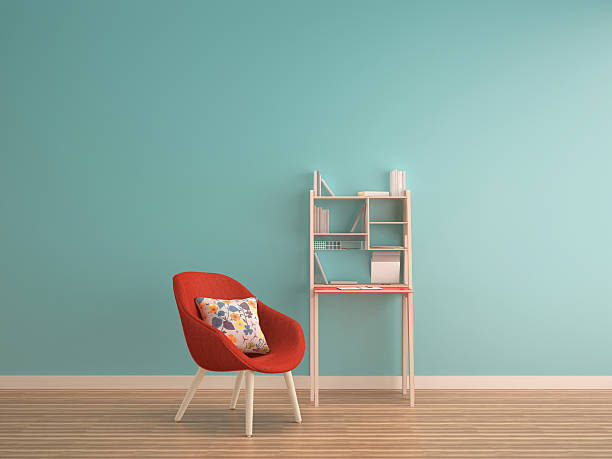 istock green mint wall on wood floor with working table 519790262