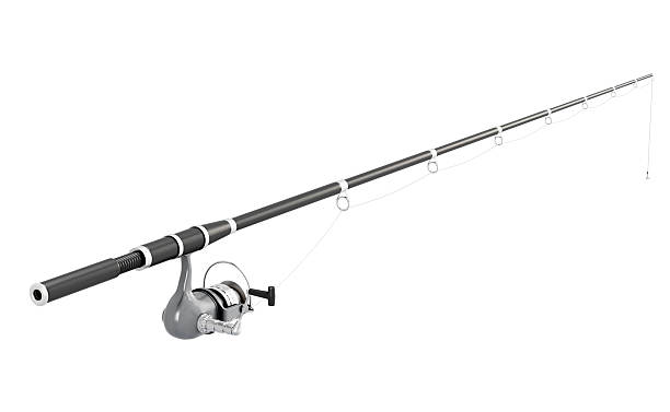 istock Fishing rod spinning isolated on white background. 3d image rend 519790282