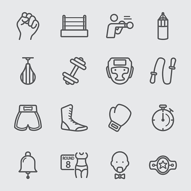 복싱 꺾은선형 아이콘크기 - boxing glove boxing glove symbol stock illustrations