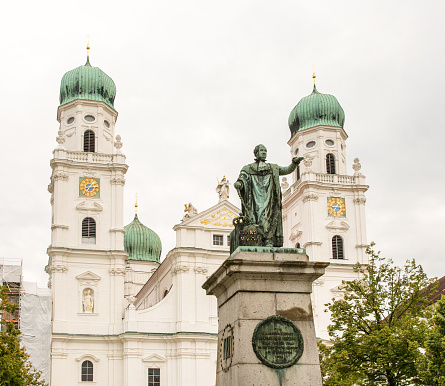 Saint Stephen's Basilica in the centre of Budapest, capital city of Hungary. Landmark and place of worship was built between 1851 and 1905. It is the equal tallest building in the city