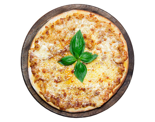 istock Pizza Margarita on wood view top 519803743