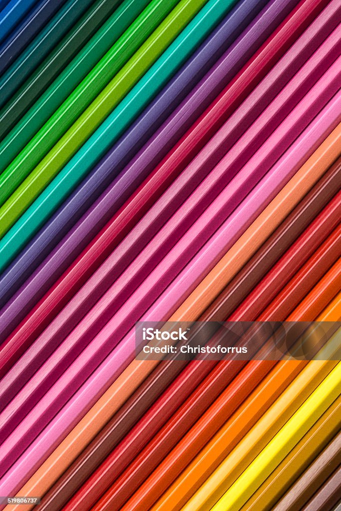 Colored Pencils 13 Colored pencil stacked systematically in diagonal order Art Stock Photo