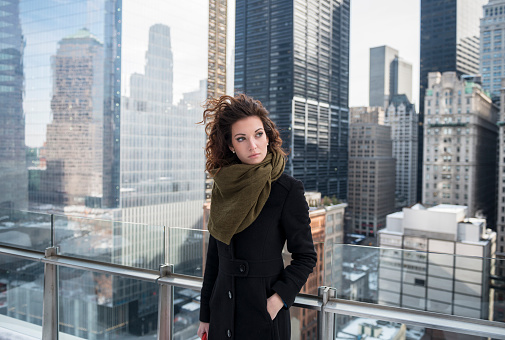 Portrait of thoughtful businesswoman, New York City, New York State, USA