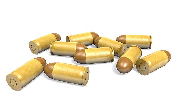 istock Scattered pistol rounds with the bullets still in their shells 519824907