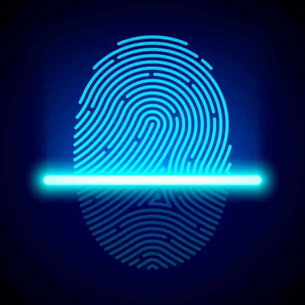 Vector illustration of Fingerprint scanner, identification system