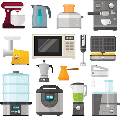 Home electronics appliances elements infographics template concept vector